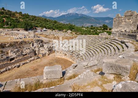 Rovine del teatro romano nell'antica città di Xanthos, Turchia Foto Stock