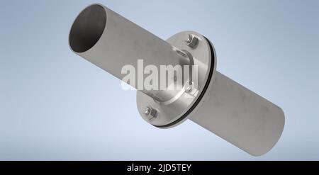 Flange con guarnizione e tubo del modello di rendering DN 100 - 3D Foto Stock