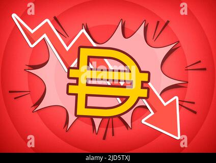 2D rendering criptovaluta moneta theta su sfondo colorato, criptovaluta concetto 2D illustrazione Foto Stock