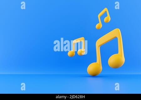 3d rendere note musicali dorate. 3d rendering delle note musicali. 3d rappresentazione di note musicali Foto Stock