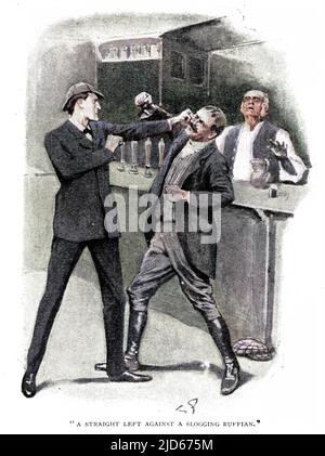 L'AVVENTURA DEL CICLISTA SOLITARIO Holmes si impegna in fisticuffs contro 'un ruffian slogging '. Versione colorata di : 10014197 Data di pubblicazione: 1904 Foto Stock
