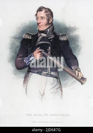 THOMAS COCHRANE 10th CONTE DI DUNDONALD comandante navale britannico raffigurato con un telescopio. Versione colorata di : 10071630 Data: 1775 - 1860 Foto Stock