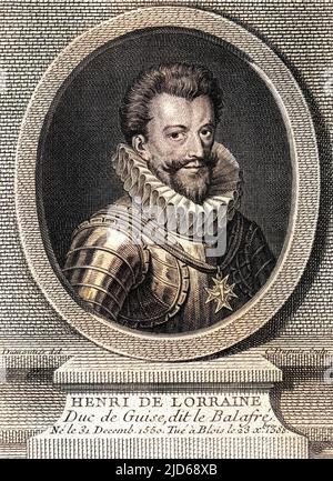 HENRI i de Lorraine, troisieme duc de GUISE, 'le Balafra', leader francese di cattolici contro gli Ugonotti durante le guerre religiose. Versione colorata di : 10160132 Data: 1550 - 1588 Foto Stock