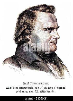 KARL LEBERECHT IMMERMANN (1796 - 1840), scrittore tedesco. Versione colorata di : 10161596 Foto Stock