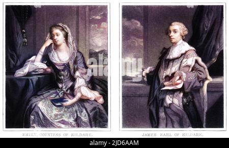 JAMES FITZGERALD, primo duca di LEINSTER e AMELIA MARY LENNOX sua moglie (1731 - 1814) versione colorizzata di : 10163029 Data: 1722 - 1773 Foto Stock