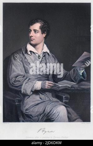 GEORGE GORDON, lord BYRON (1788 - 1824), scrittore e campione dell'indipendenza greca con il suo autografo. Versione colorata di : 10179035 Foto Stock