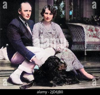 Il principe ereditario Olav di Norvegia (1903 - 1991), in seguito re Olav V, con sua moglie, la Principessa della Corona, ex Principessa Martha di Svezia (1901 - 1954). Versione colorata di: 10554531 Data: 1930 Foto Stock