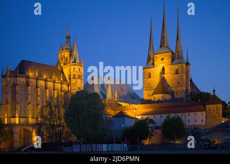 Germania, Turingia, Erfurt, Dom di Santa Maria, Chiesa di San Severin, Foto Stock