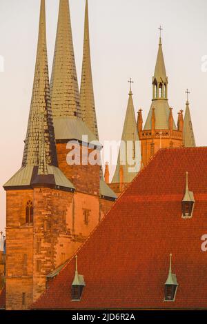 Germania, Turingia, Erfurt, Chiesa di San Severin, Dom St Mary, Foto Stock