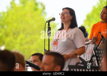 Una prova del coro del Mladifest 2021 – la festa della gioventù a Medjugorje. Foto Stock