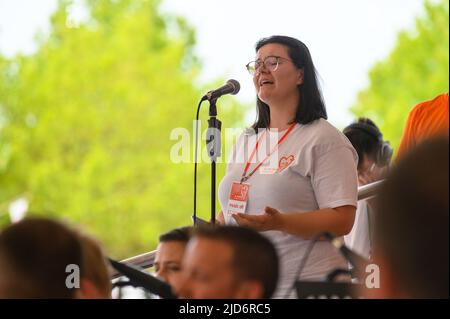 Una prova del coro del Mladifest 2021 – la festa della gioventù a Medjugorje. Foto Stock