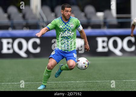 18 giugno 2022: = durante la partita di calcio MLS tra il LAFC e il Seattle Sounders FC al Lumen Field di Seattle, WA. Steve Faber/CSM Foto Stock