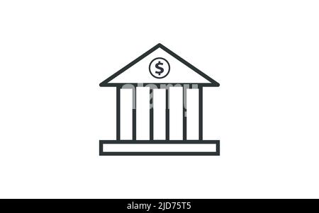 Icona monocromatica della banca, concetto di economia e scambio di affari Illustrazione Vettoriale