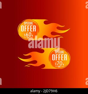 Offerta speciale banner , formato vettoriale. Bolle rotonde tag vettore design. Burning light effetto nero Venerdì modello di disegno, prezzo tag, web, shopping. Illustrazione Vettoriale