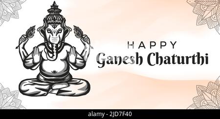 Felice Ganesh chaturthi festival sfondo banner Illustrazione Vettoriale