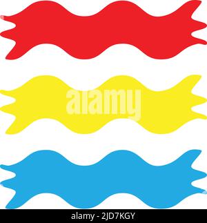illustrazione vettoriale del nastro rosso, giallo, blu. immagine banner o clip art Illustrazione Vettoriale