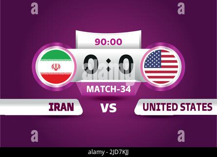 iran vs stati uniti usa World Football 2022, Gruppo B. World Football Competition Championship contro squadre intro sport background Championship Illustrazione Vettoriale