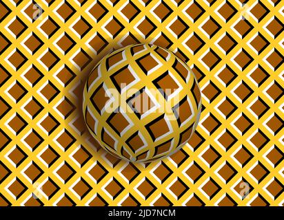 Illusione ottica 3D astratta con palla in movimento Illustrazione Vettoriale