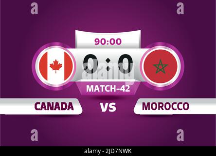 canada vs marocco, World Football 2022, Group F. World Football Competition Championship contro squadre intro sport background, campionato Illustrazione Vettoriale