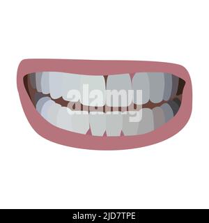 illustrazione piatta del vettore dei denti e della bocca umana. su sfondo bianco Illustrazione Vettoriale