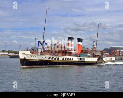 Nave a vapore a pale Waverley con partenza da Port Ayr 15th giugno 2022 Foto Stock