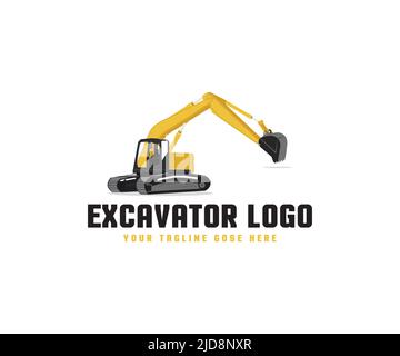 Modello di progettazione logo escavatore Illustrazione Vettoriale