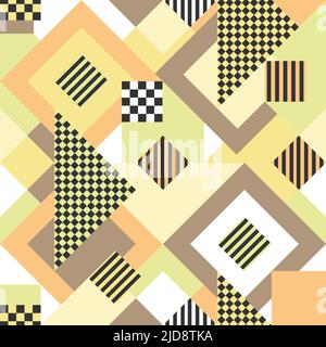 Pattern vettoriale senza giunture con sfondo di forme geometriche. Carta da parati con quadrati e triangoli. Moda tessile colori pastello. Illustrazione Vettoriale
