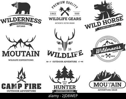 Set di design Outdoor Adventure Wilderness Logo Illustrazione Vettoriale