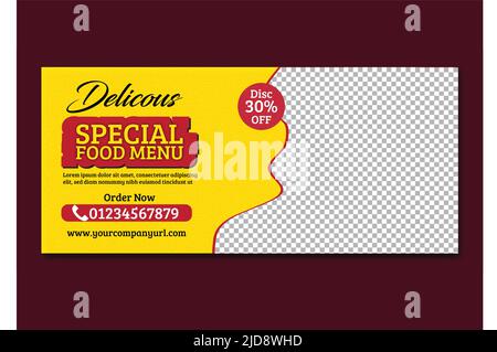 Modello di progettazione per banner di social media Food Illustrazione Vettoriale