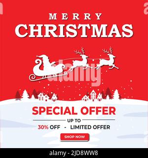 Offerta di vendita di Natale Social Media Post Design Illustrazione Vettoriale