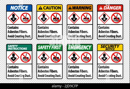 L'etichetta contiene fibre di amianto, evitare di creare polvere Illustrazione Vettoriale
