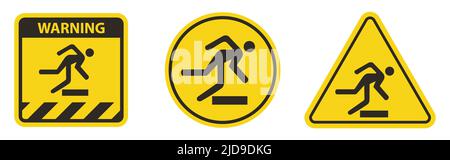 Attenzione ostacoli simbolo segno isolare su sfondo bianco,Vector Illustratio Illustrazione Vettoriale