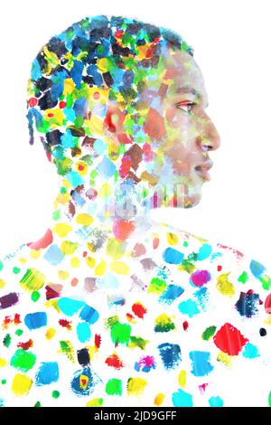Pittura. Ritratto creativo di un uomo afroamericano Foto Stock