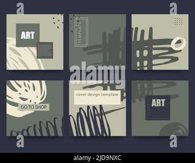 Poster in stile artistico moderno per eventi e festival, branding, pubblicità, promo. Linee disegnate a mano, blot e scribble. Vettore Illustrazione Vettoriale