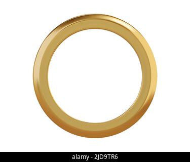 Anello passacavo in metallo dorato per carta, cartoncino, etichetta, adesivo o appendiabiti isolato su sfondo bianco. Banner in acciaio o cerchio cromato realistico occhiale mockup. Illustrazione Vettoriale