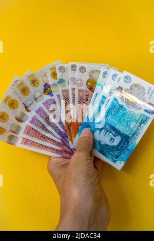 Sterlina inglese di banconote Foto Stock