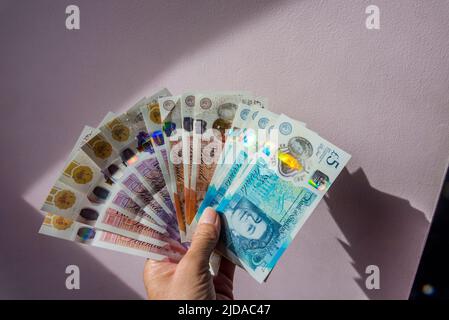 Sterlina inglese di banconote Foto Stock