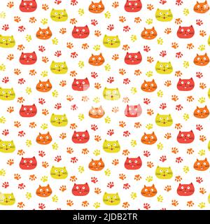 Modello con mazzelle di gatti e zampe. Illustrazione vettoriale. Illustrazione Vettoriale