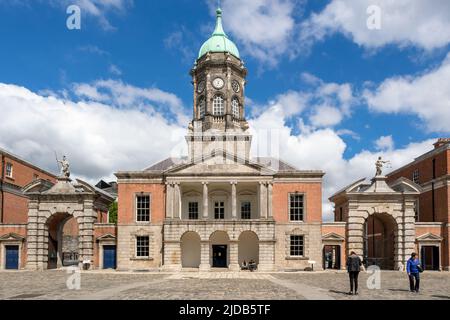 Dublino, Irlanda - 1 giugno 2022: Dettaglio architettonico del Castello di Dublino Foto Stock