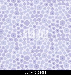 Motivo vettoriale senza cuciture floreale color lavanda. Viola pastello morbido, fiore piccolo ditsy tutta la stampa. Semplice, texture di sfondo ripetizione di fiori selvatici. Illustrazione Vettoriale