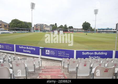 Vista generale del terreno davanti a Essex Eagles vs Somerset, Vitality Blast T20 Cricket al Cloud County Ground il 19th giugno 2022 Foto Stock