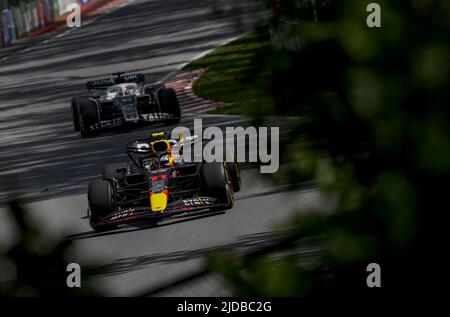 11 PEREZ Sergio (mex), Red Bull Racing RB18, in azione durante la Formula 1 AWS Grand Prix du Canada 2022, 9th round del FIA Formula uno World Championship 2022, sul circuito Gilles Villeneuve, dal 17 al 19 giugno 2022 a Montreal, Canada - Foto: DPPI/DPPI/LiveMedia Foto Stock