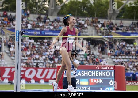 Iryna GERASHCHENKO (UKR) durante la Wanda Diamond League 2022, Meeting de Paris il 18 giugno 2022 allo stadio Charlety di Parigi, Francia - Foto: Ann-dee Lamour/DPPI/LiveMedia Foto Stock