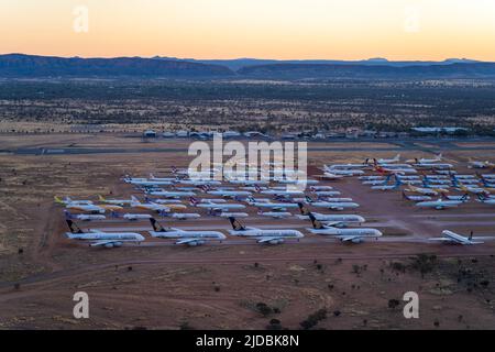 Vista aerea dell'aeroporto di Alice Springs Foto Stock