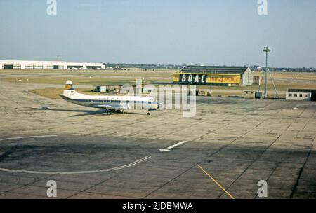 Lufthansa Vickers Viscount 814 aereo, aeroporto di Heathrow, Londra, Inghilterra, Regno Unito, Luglio 1959 Foto Stock