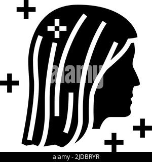 illustrazione vettoriale dell'icona del glifo dei capelli lunghi Illustrazione Vettoriale
