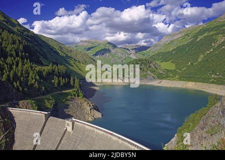 Francia, Savoy Beaufort-sur-Doron, diga e lago di la Gittaz, Beaufortin massiccio Foto Stock