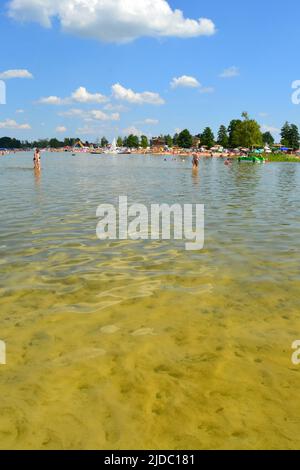 Vacanzieri sulle rive del lago di Svityaz, Ucraina Foto Stock