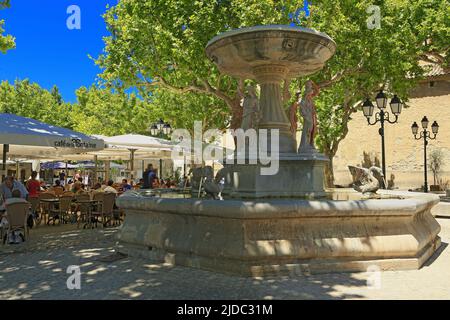 Francia, Bocche del Rhône, Maussane-les-Alpilles villaggio provenzale ai piedi delle Alpilles, la Fontana delle quattro stagioni Foto Stock