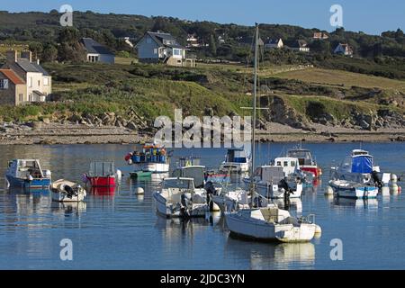 Francia, la Manche Fermanville, Capo Levi, il porto Foto Stock